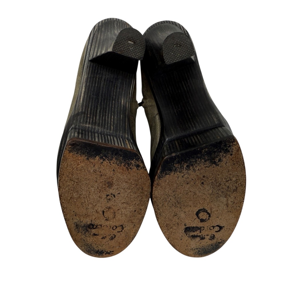 Calleen Cordero Lace Up Wood Platform Heel‎ Ankle Booties Women's Size 7.5 Gray - Picture 9 of 9